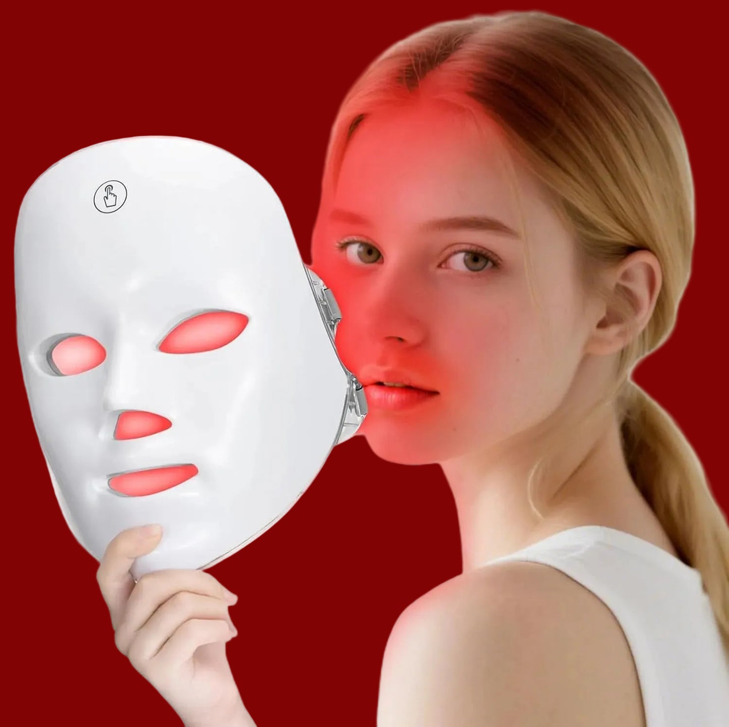Professional LED Face Mask with Red, Blue & Green Light – Anti-Aging Skincare Device